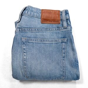 POINT SUR DENIM Women's Size 29 Light Wash Shoreditch Straight Leg Raw Hem Jeans